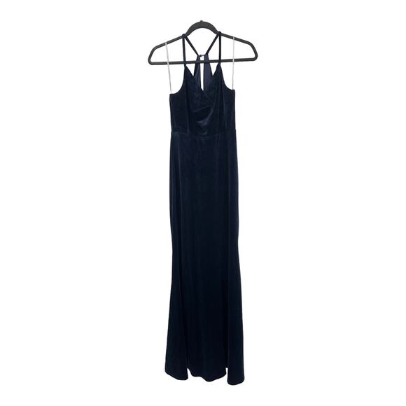 Lulu's dress Made My Impression Gown velvet dark blue Small S - Picture 2 of 5
